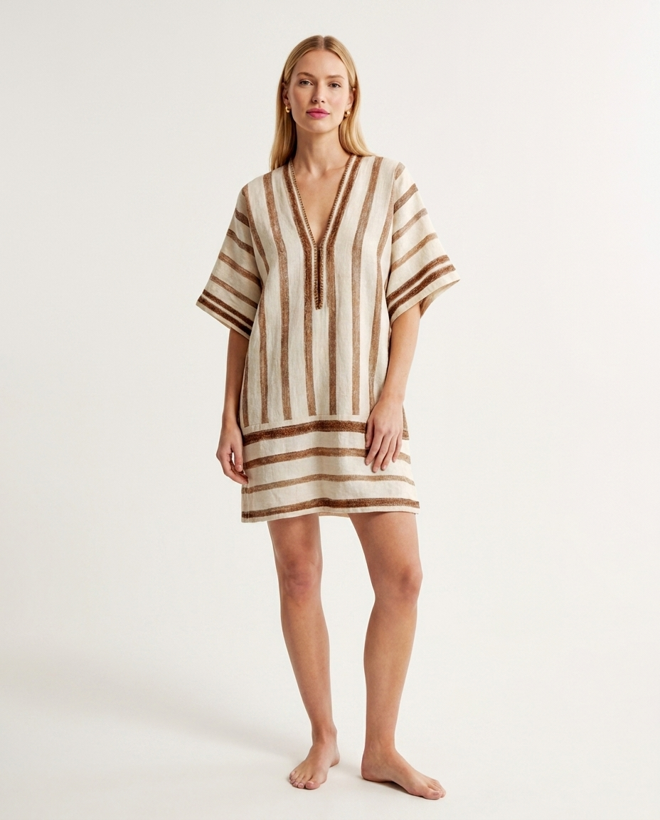 Valencia Striped Kimono Cover-Up Dress