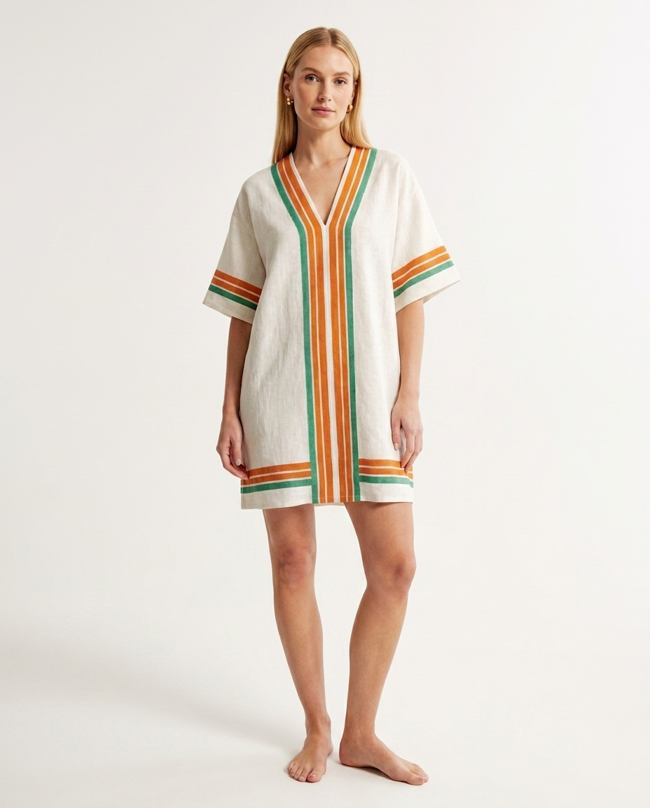 Valencia Striped Kimono Cover-Up Dress