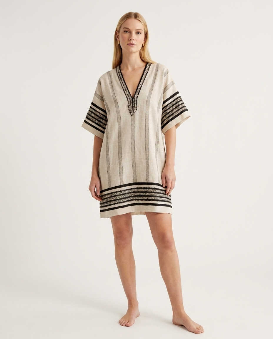 Valencia Striped Kimono Cover-Up Dress
